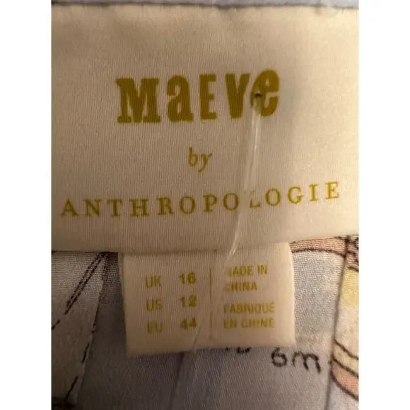 Maeve Anthropologie 100% Silk Souvenir Cami Blue Motif Sz 12 - Picture 8 of 8
